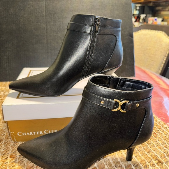 Charter Club Sleek Black Ankle Booties - Picture 3 of 7